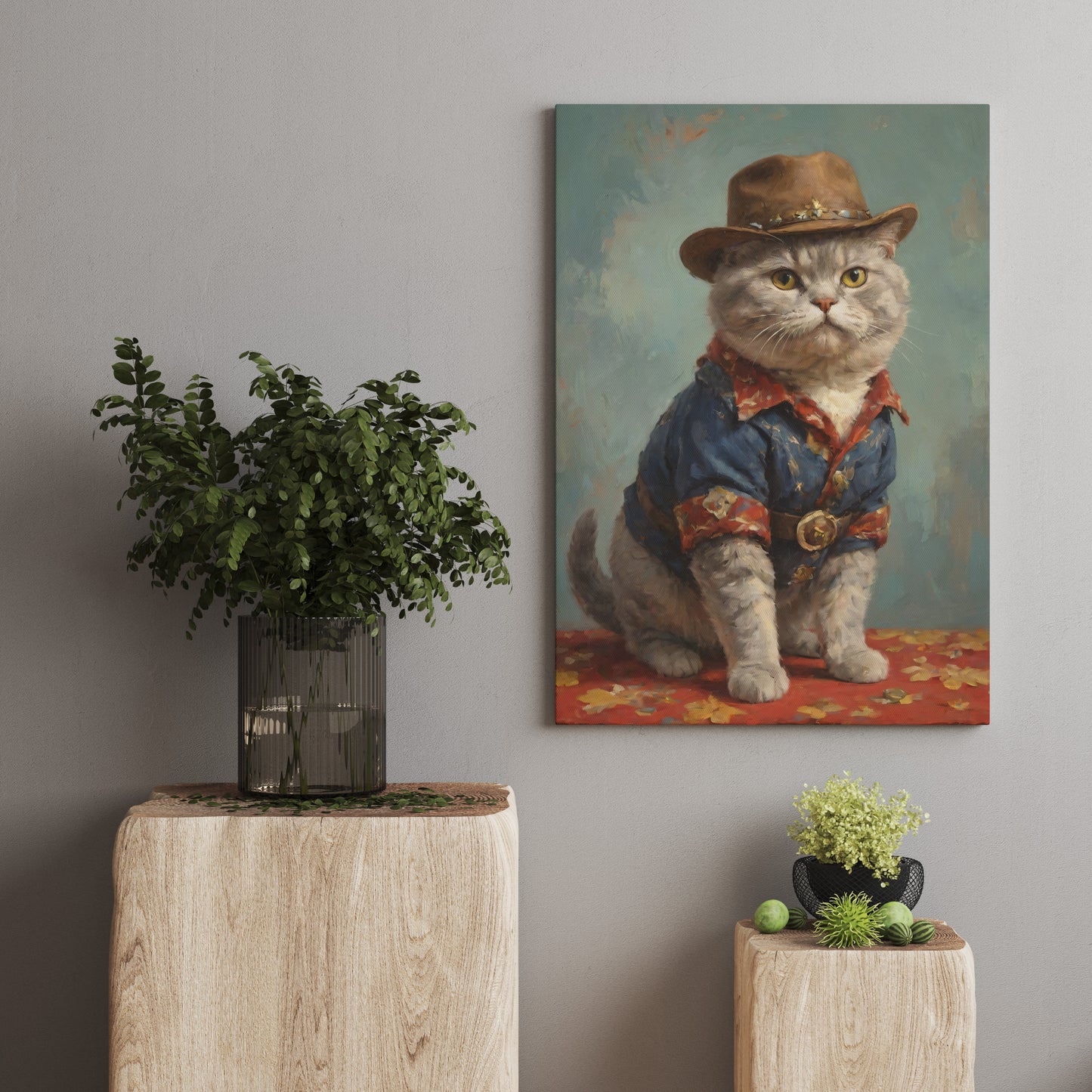Feline Cowboy Chic - Oil Painting Print