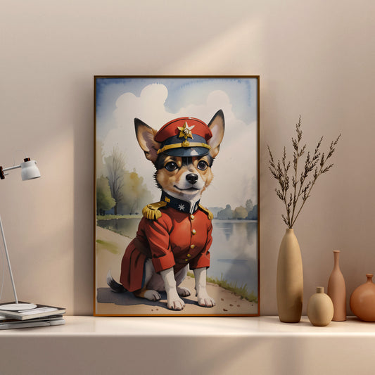 Regal Canine Commander - Fantasy Dog Watercolor Print