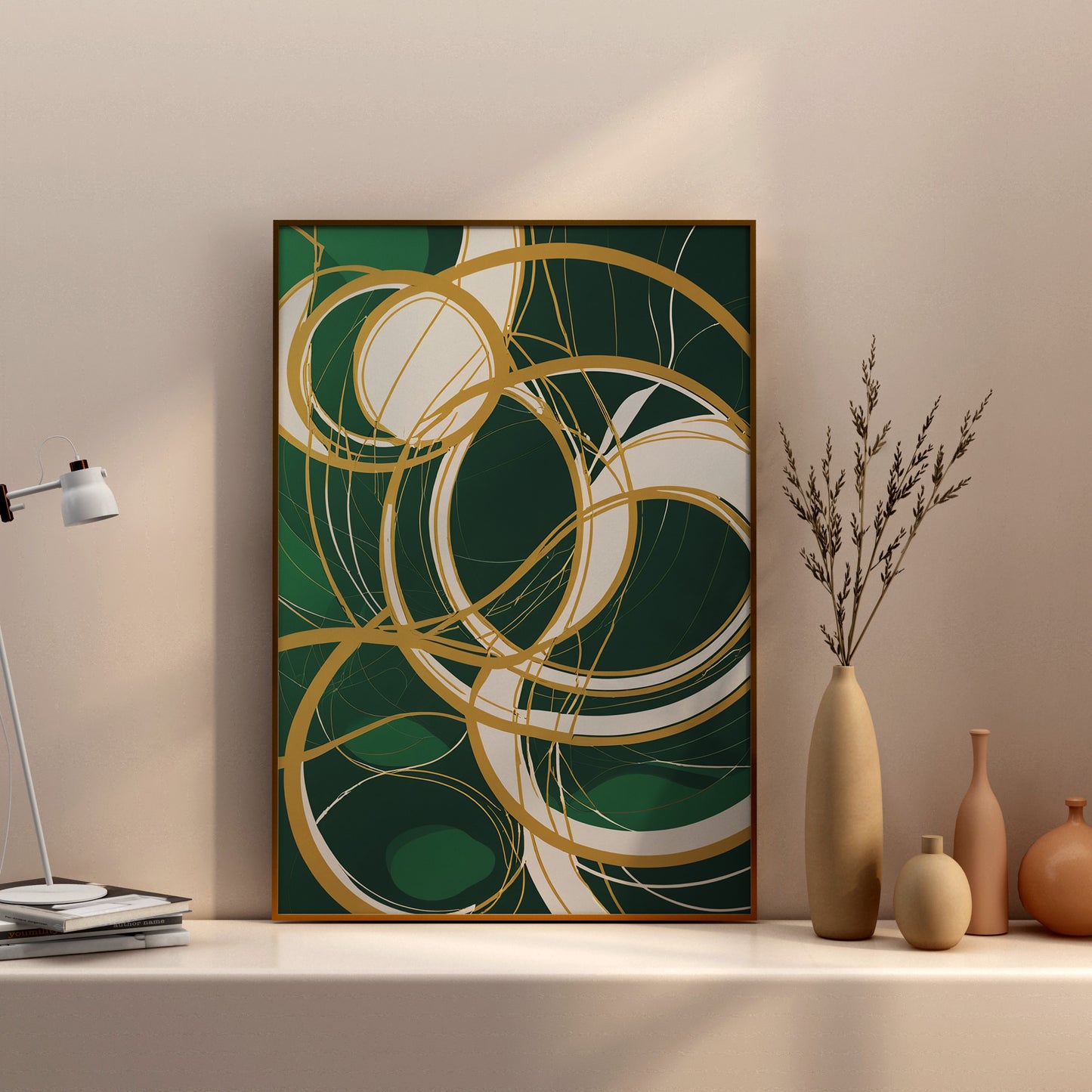 Golden Harmony Circles - Abstract Swirl Print