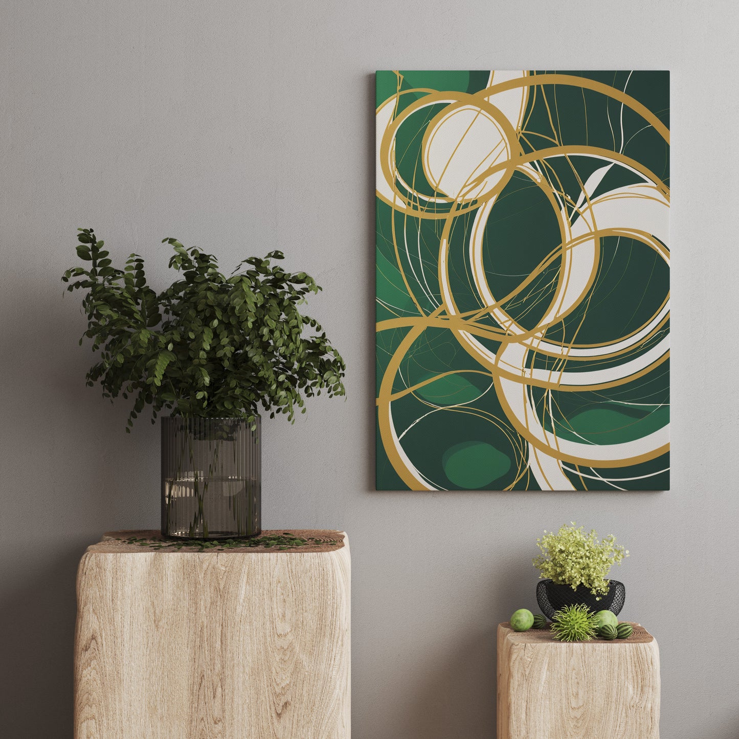 Golden Harmony Circles - Abstract Swirl Print