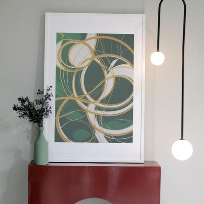 Golden Harmony Circles - Abstract Swirl Print