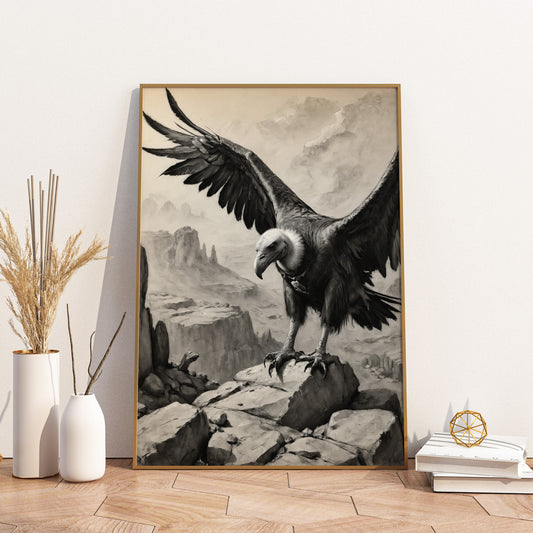 Soaring Dignity - Black & White Charcoal Art Print