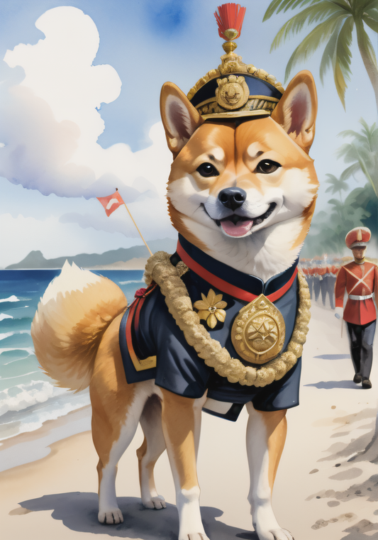 Shiba Inu General A4 affisch Väggkonst Heminredning Ultrakvalitetstryck