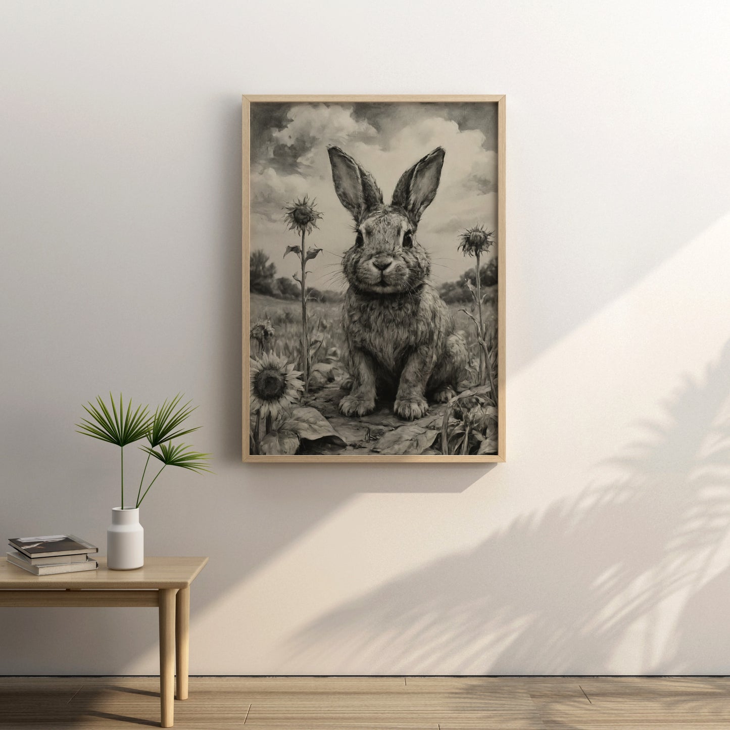 Majestic Meadow Rabbit - träkolkonsttryck