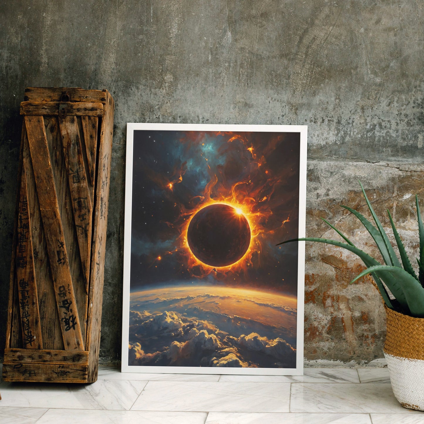 Ecliptic Inferno - Abstract Cosmic Wall Art