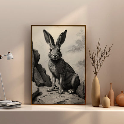 Majestic Hare Portrait - Kolkonsttryck