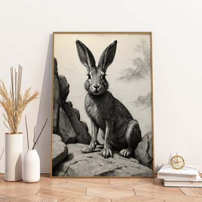 Majestic Hare Portrait - Kolkonsttryck