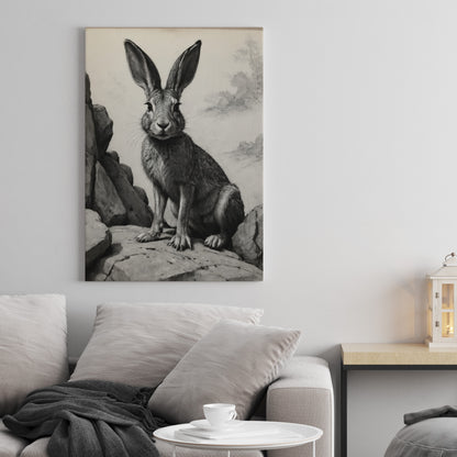 Majestic Hare Portrait - Kolkonsttryck