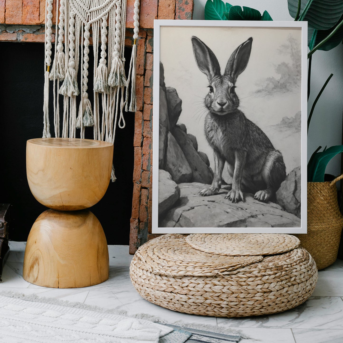 Majestic Hare Portrait - Kolkonsttryck