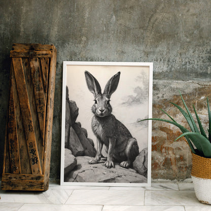 Majestic Hare Portrait - Kolkonsttryck