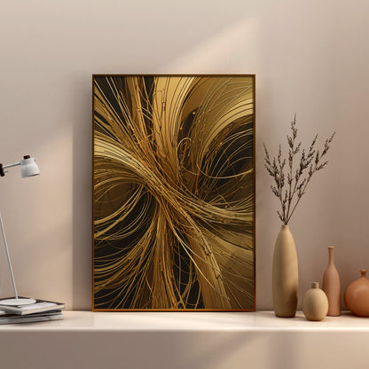 Golden Flux Dynamics - Abstrakt Swirl Print