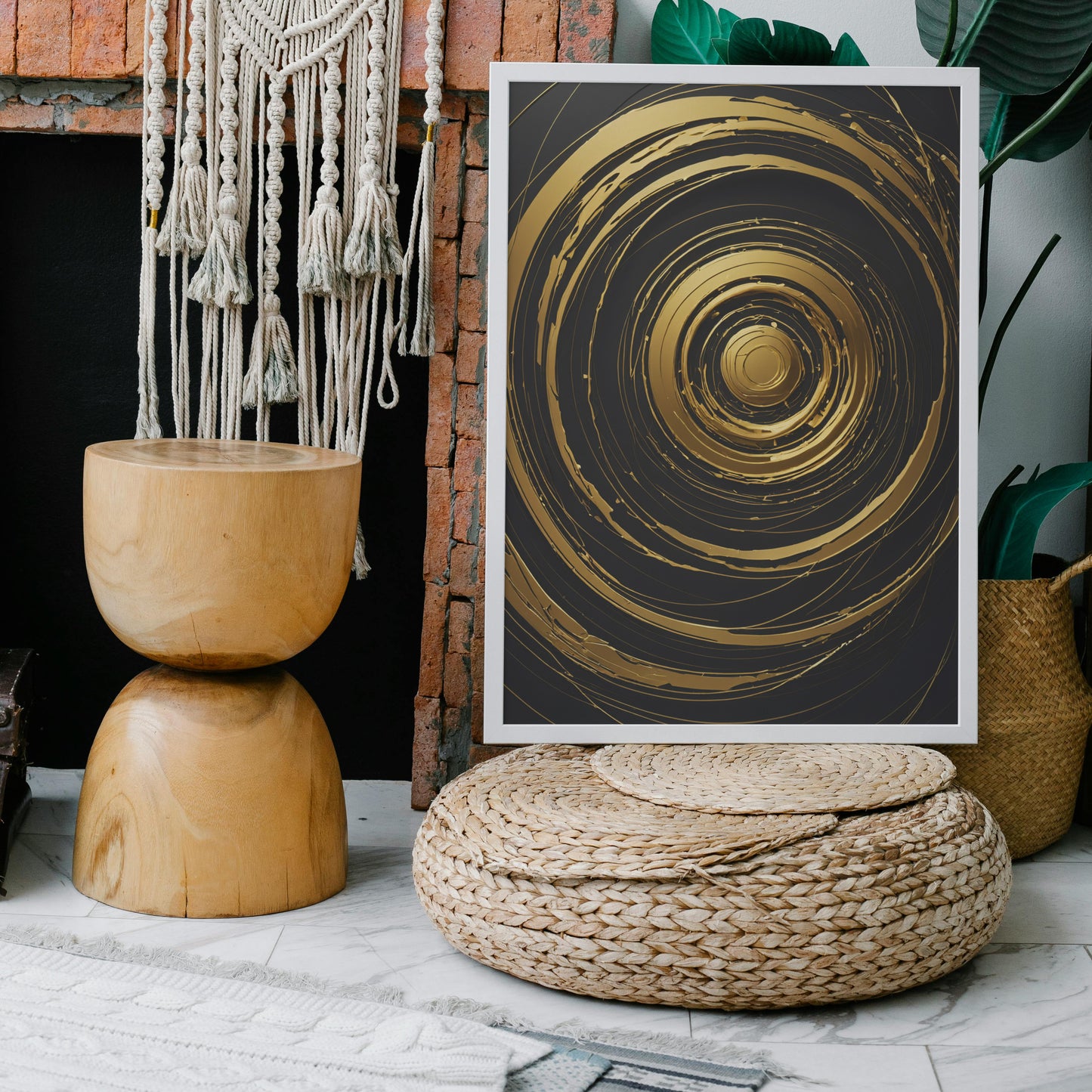 Golden Vortex Harmony - Abstract Swirl Print