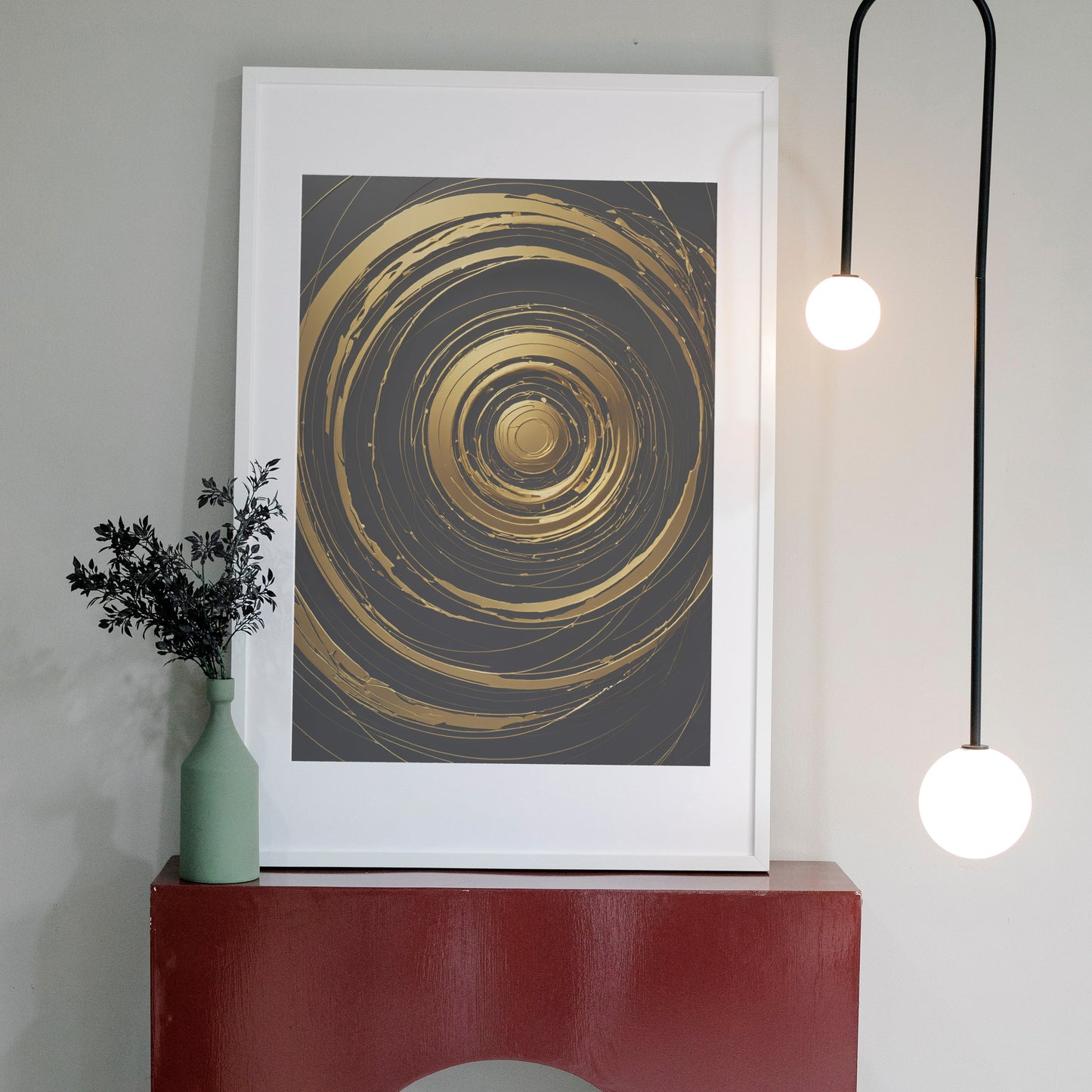 Golden Vortex Harmony - Abstract Swirl Print