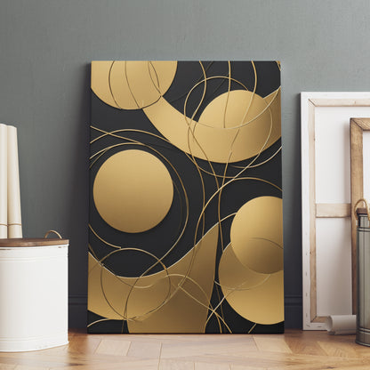 Golden Harmony Circles - Abstract Swirl Print