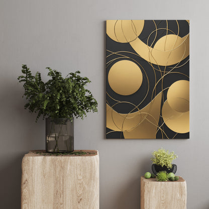 Golden Harmony Circles - Abstract Swirl Print