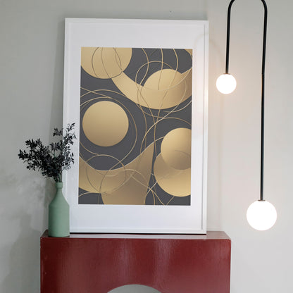 Golden Harmony Circles - Abstract Swirl Print