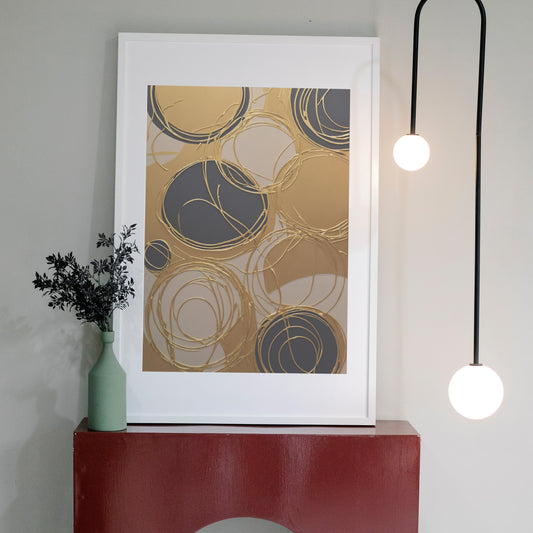 Golden Orbitals - Abstract Swirl Print