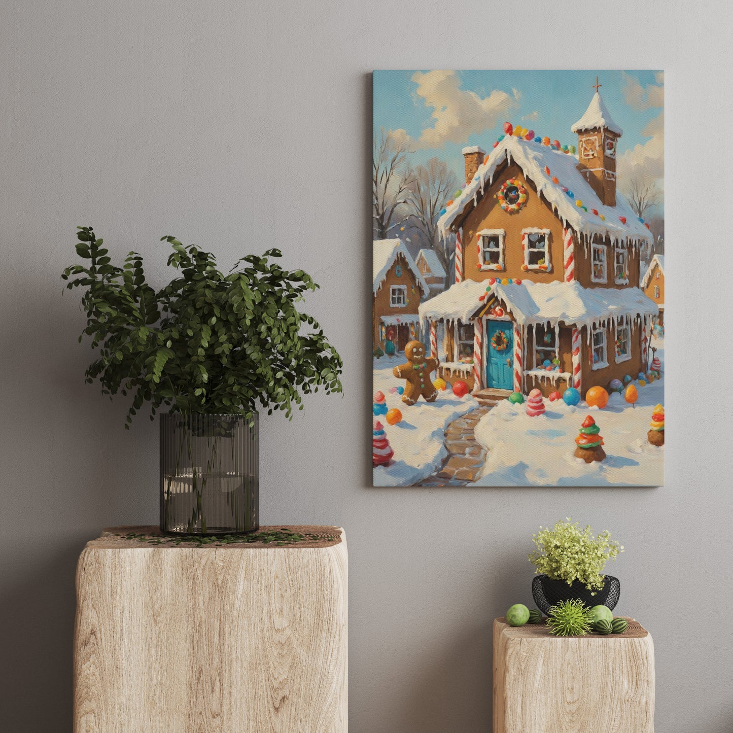 Whimsical Gingerbread Haven - Christmas Themed Art Print