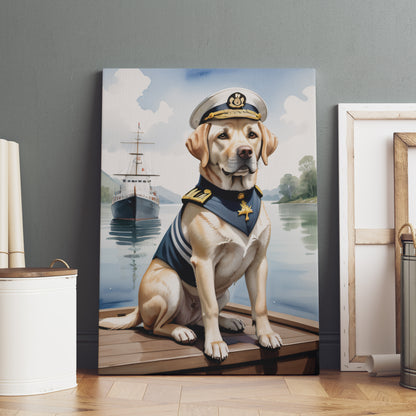 Commander Canine Afloat - Fantasy Dog Watercolor Print