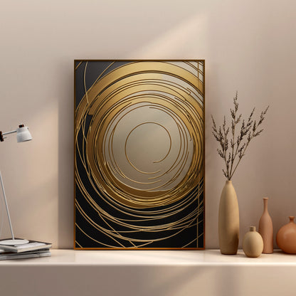 Ethereal Gold Spirals - Abstract Swirl Print