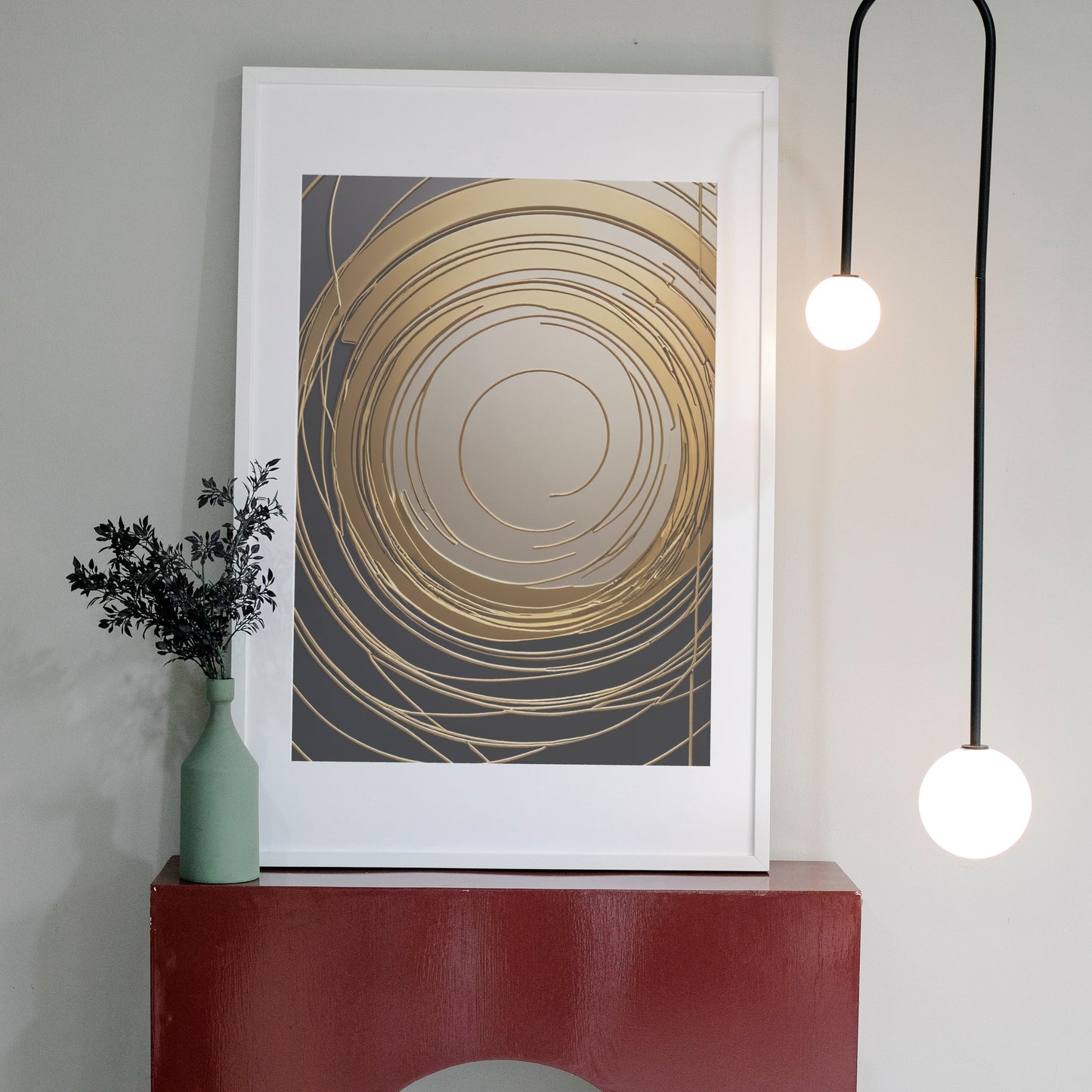 Ethereal Gold Spirals - Abstract Swirl Print