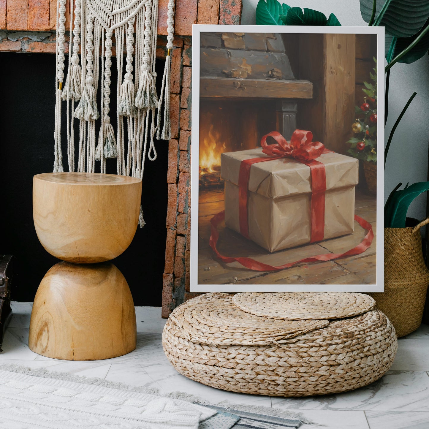 Gift by the Hearth - Christmas Themed Art Print