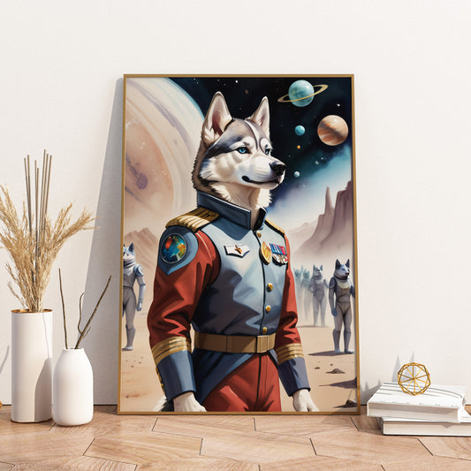 Galactic Canine Commander - Fantasy Dog Watercolor Print