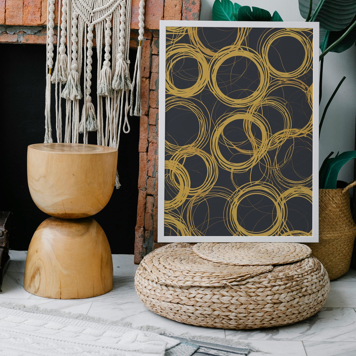 Golden Whirl Symphony - Abstract Swirl Print