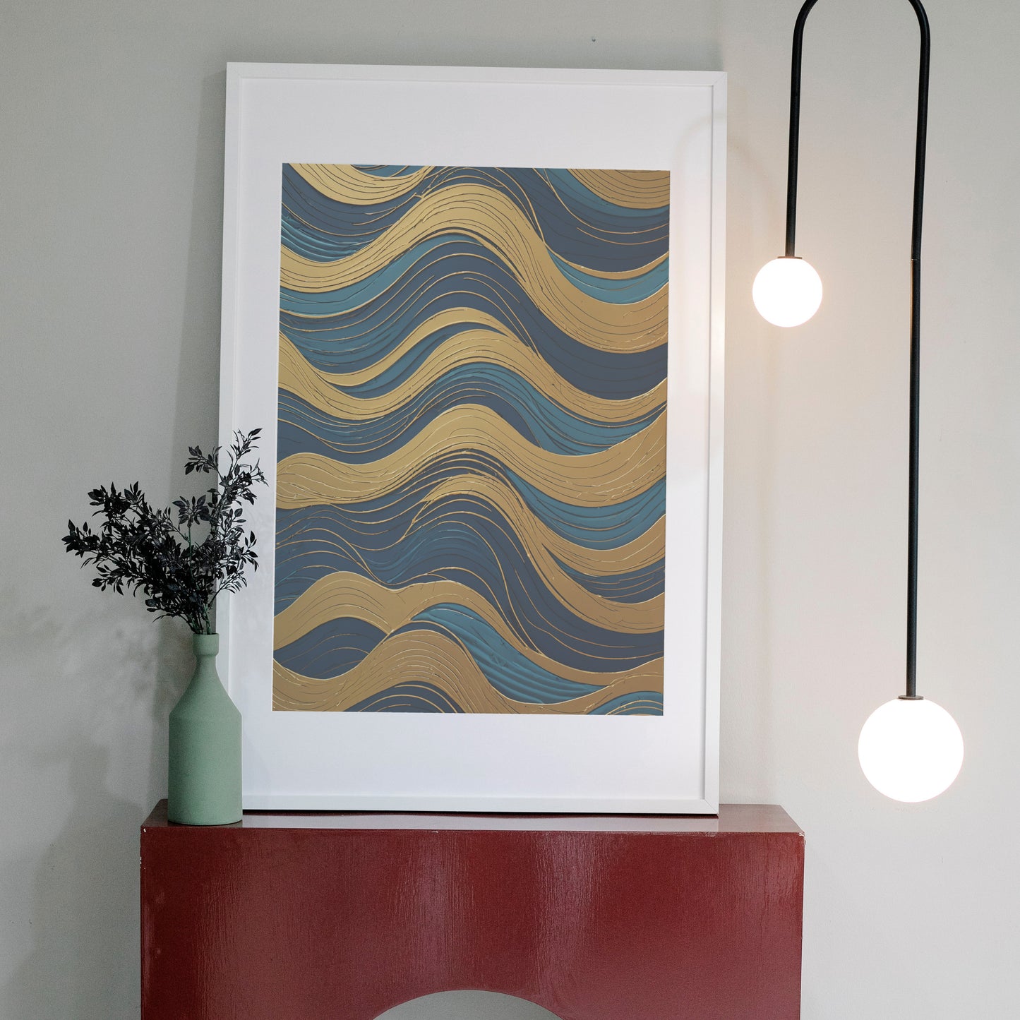 Förgyllda strömmar - Abstrakt Swirl Print