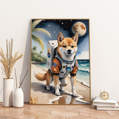 Interstellar Canine Adventure - Fantasy Dog Watercolor Print