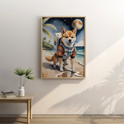 Interstellar Canine Adventure - Fantasy Dog Watercolor Print