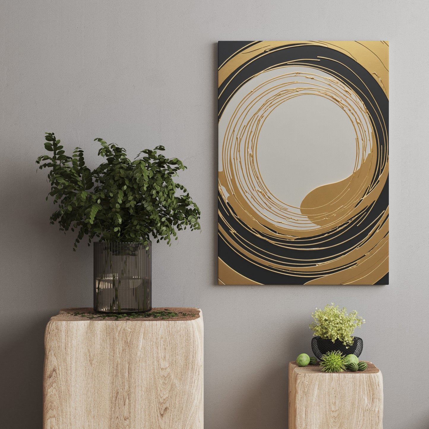 Golden Eclipse Whirl - Abstract Swirl Print