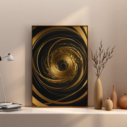 Gilded Vortex - Abstract Swirl Print