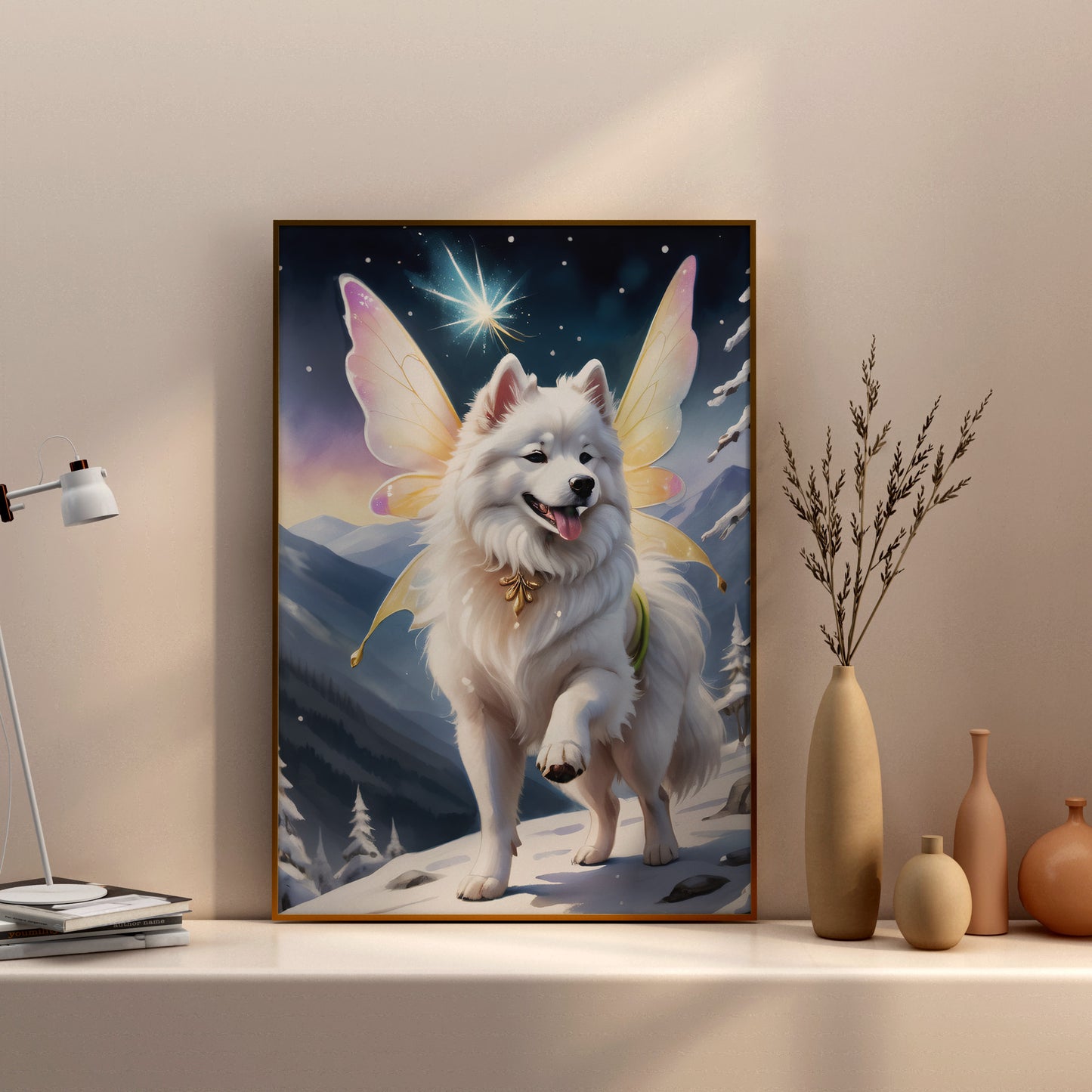 Celestial Canine Majesty - Fantasy Dog Watercolor Print