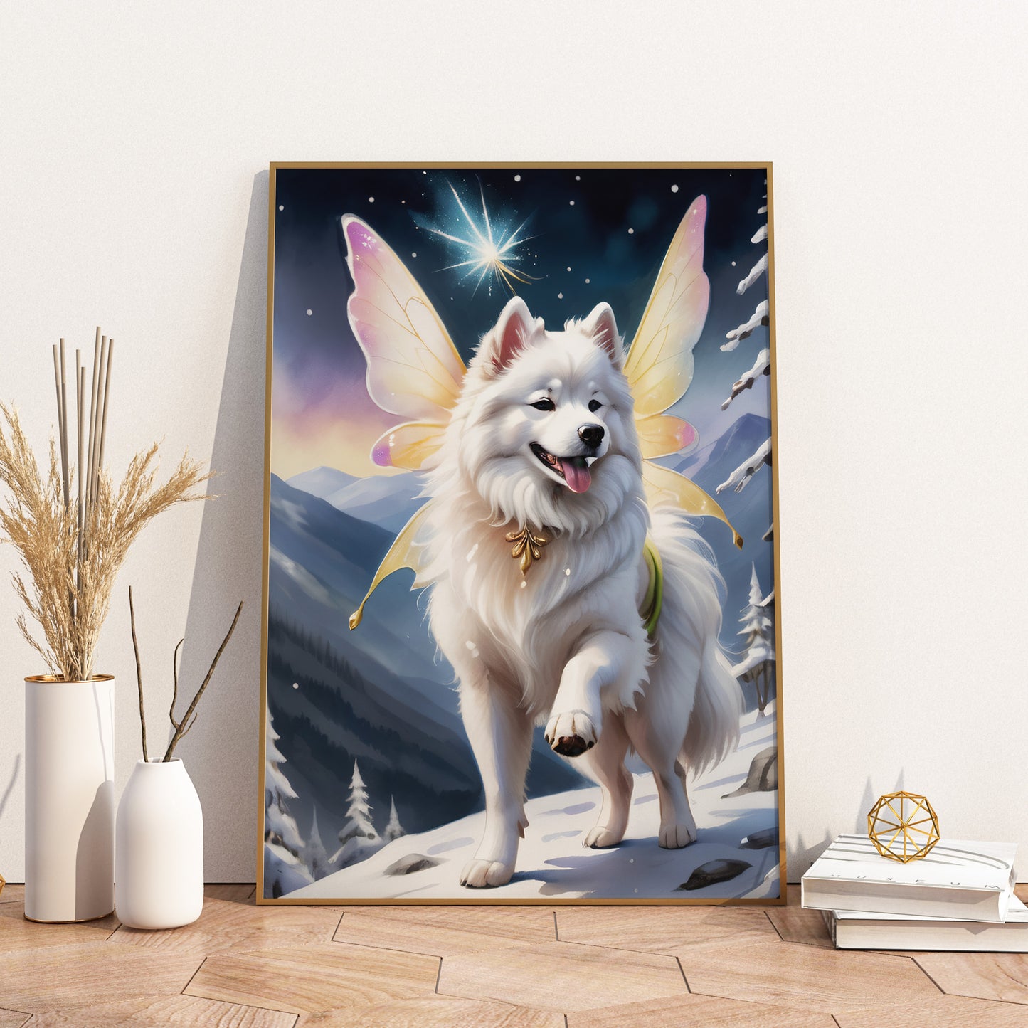 Celestial Canine Majesty - Fantasy Dog Watercolor Print