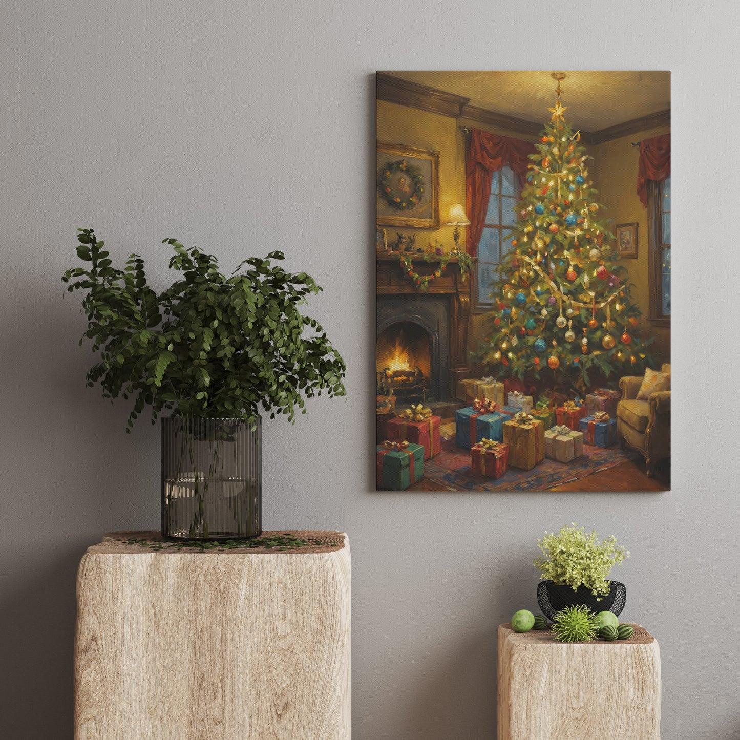 Festive Hearth Glow - Christmas Themed Art Print