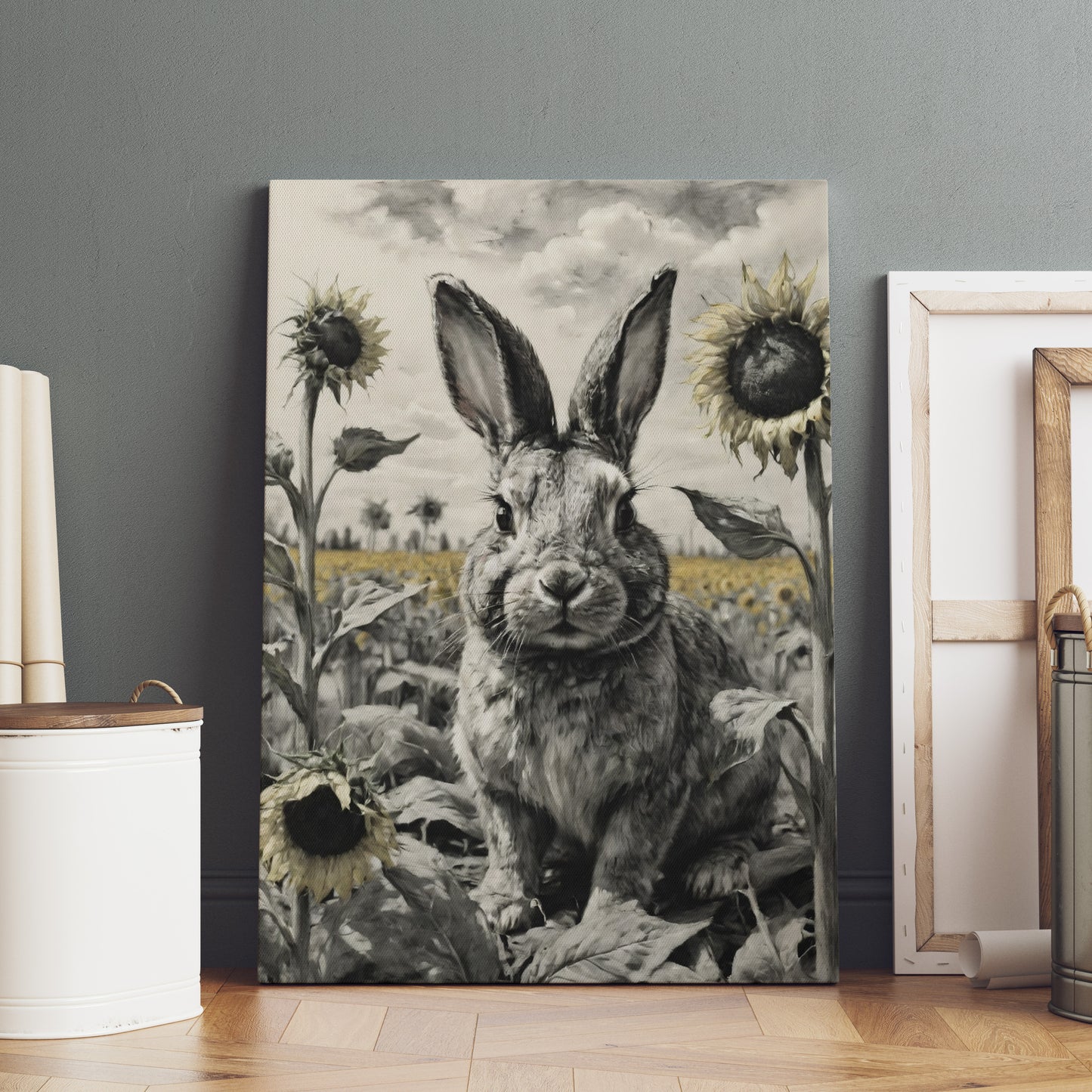 Sunlit Hare Serenity - Charcoal Art Print