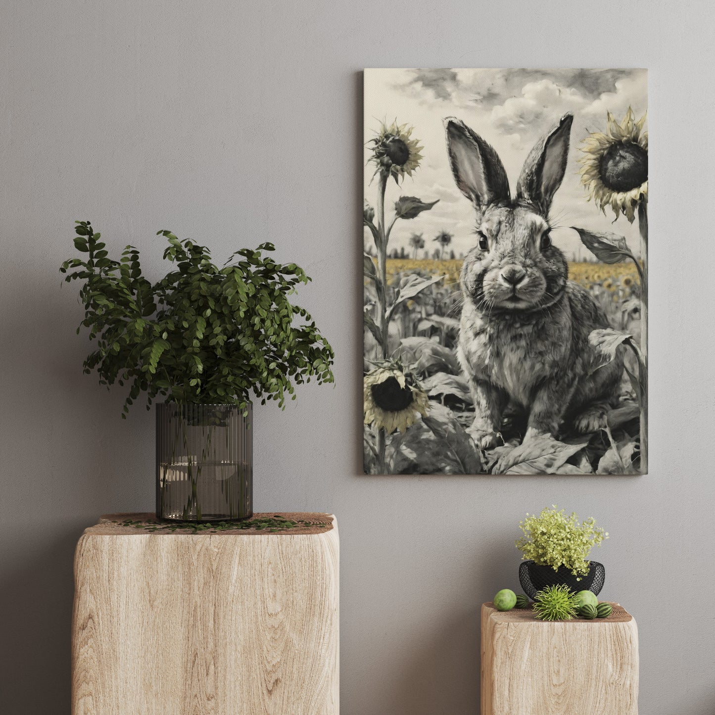 Sunlit Hare Serenity - Charcoal Art Print