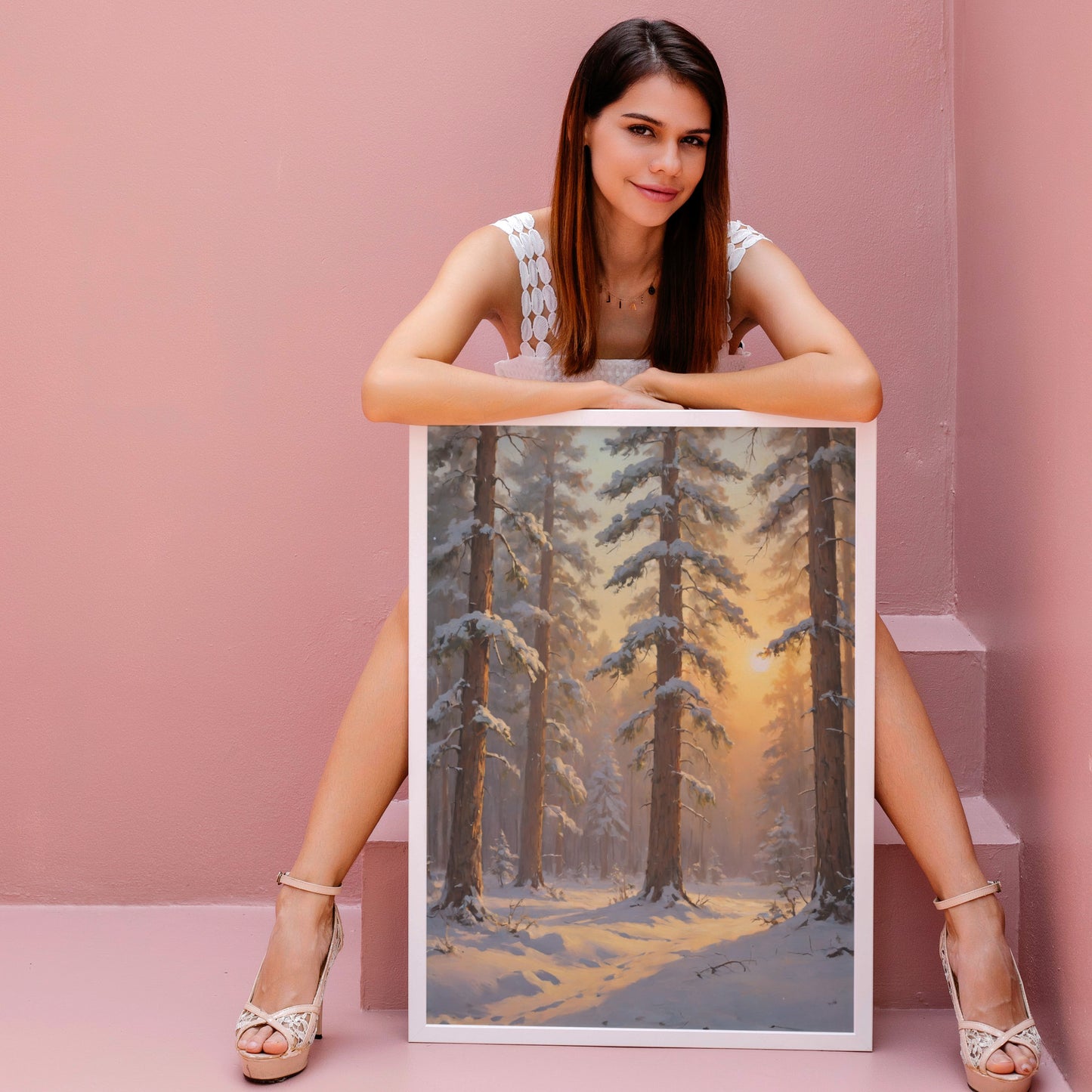 Luminous Winter Forest - Christmas Themed Art Print