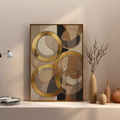 Golden Harmony - Abstrakt Swirl Print