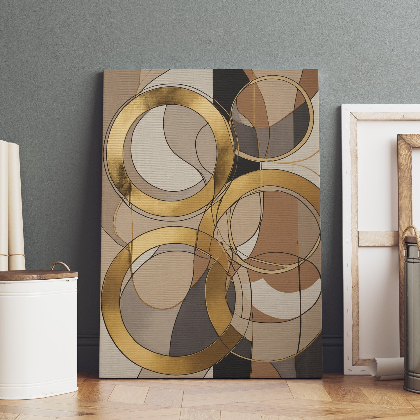 Golden Harmony - Abstrakt Swirl Print