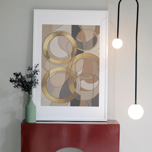 Golden Harmony - Abstrakt Swirl Print