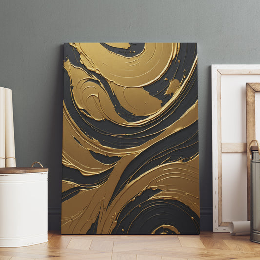 Golden Flow Symphony - Abstrakt Swirl Print