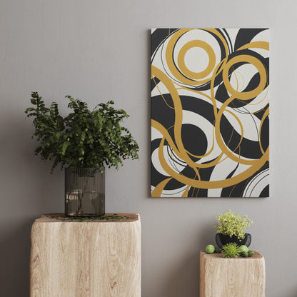 Golden Whirlwind Geometry - Abstract Swirl Print