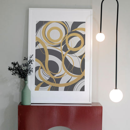 Golden Whirlwind Geometry - Abstract Swirl Print