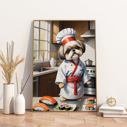 Sushi Chef Pup - Fantasy Dog Watercolor Print