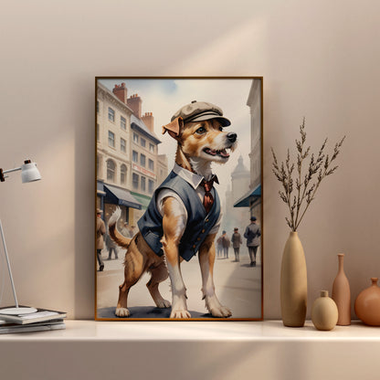 Canine City Stroll - Fantasy Dog Watercolor Print