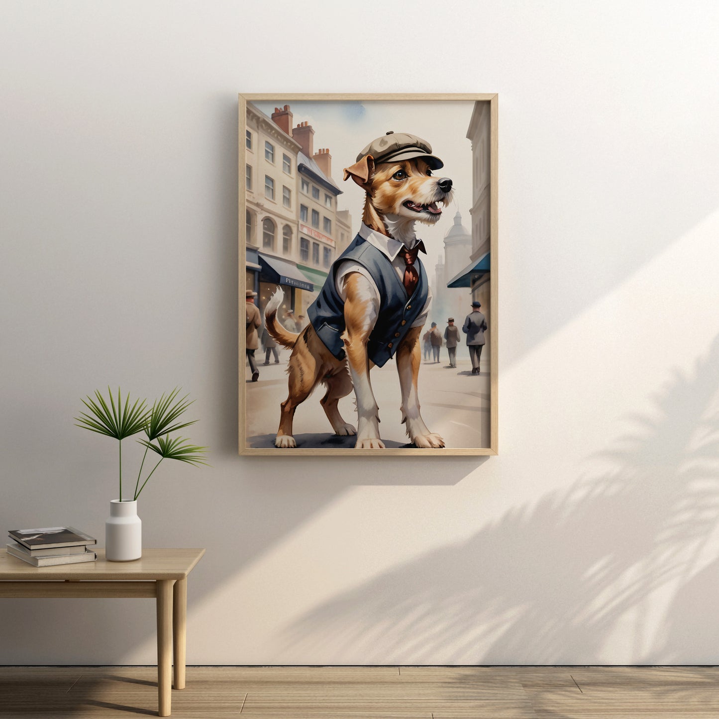 Canine City Stroll - Fantasy Dog Watercolor Print