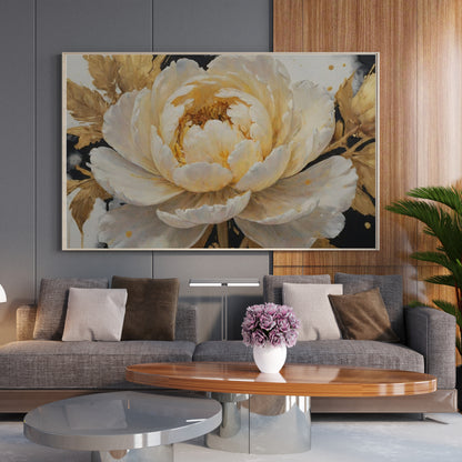 Golden Blossom Harmony - Abstract Floral Art