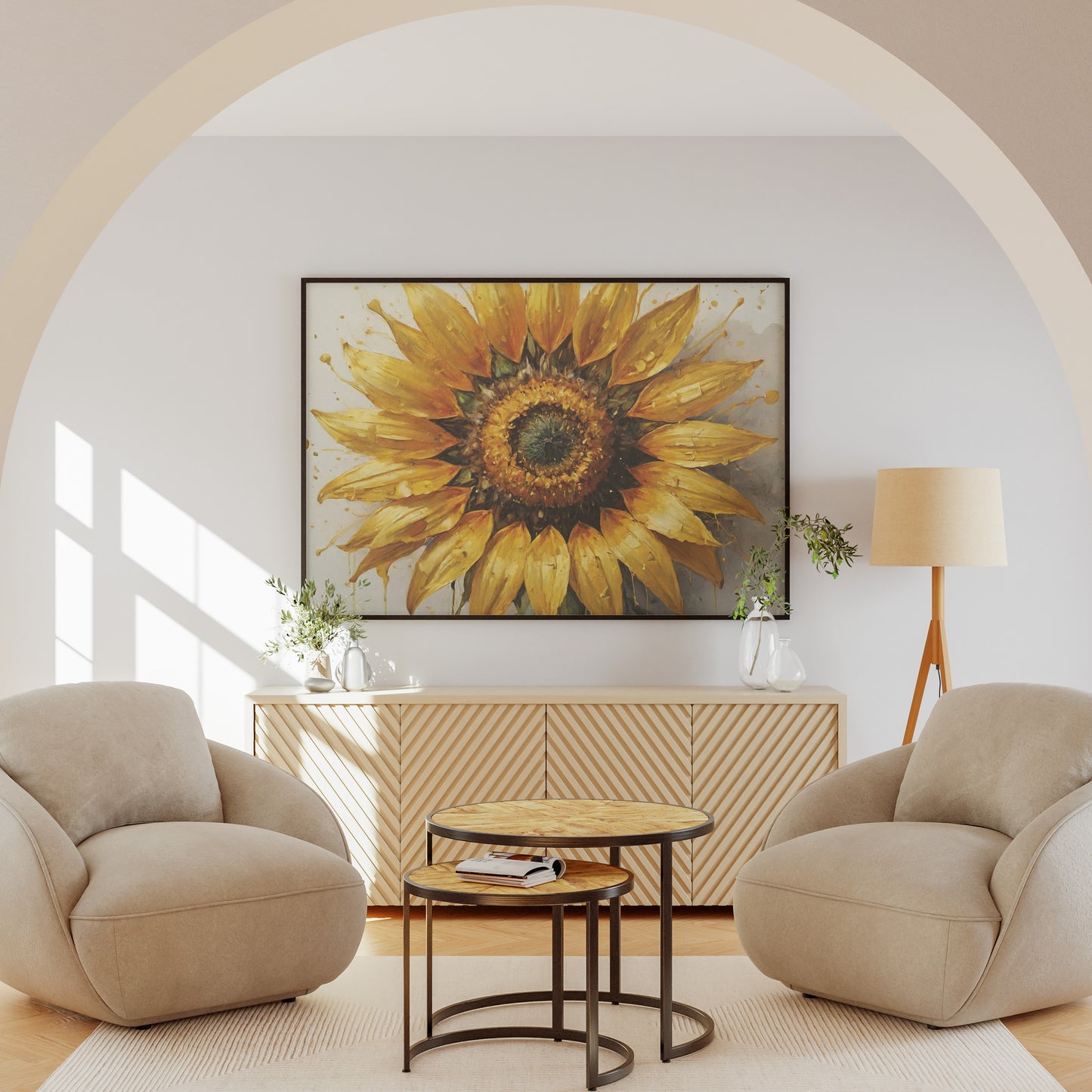 Radiant Sunburst Symphony - Abstract Floral Art